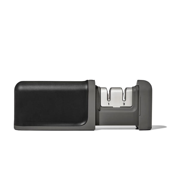 OXO Manual Knife Sharpener, Non-Slip Kitchen Knife Sharpening Tool for Straight Edge Knives