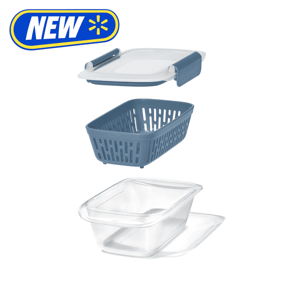 OXO Prep & Go Fruit Storage Container with Colander, Arctic Blue