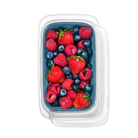 OXO Prep & Go Leakproof Fruit Storage Container with Colander, Produce Keeper Food Storage Container for Berries, Grapes and Fresh Fruit, Arctic Blue