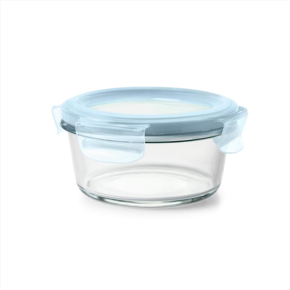 OXO SoftWorks Smart Seal 2 Cup Round Glass Container, Arctic Blue