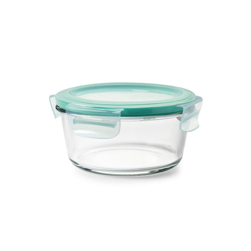 OXO SoftWorks Smart Seal 4 Cup Round Glass Container, Arctic Blue