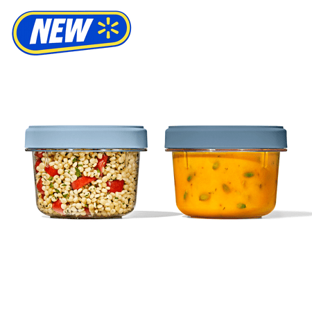 OXO Twist & Stack 20-oz Leakproof Deli Containers, 2-Pack, Reusable Food Storage Containers for Lunch Prep, Meal Prep, Soups and Leftovers, Ocean Blue