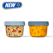 OXO Twist & Stack 20-oz Leakproof Deli Containers, 2-Pack, Reusable Food Storage Containers for Lunch Prep, Meal Prep, Soups and Leftovers, Ocean Blue
