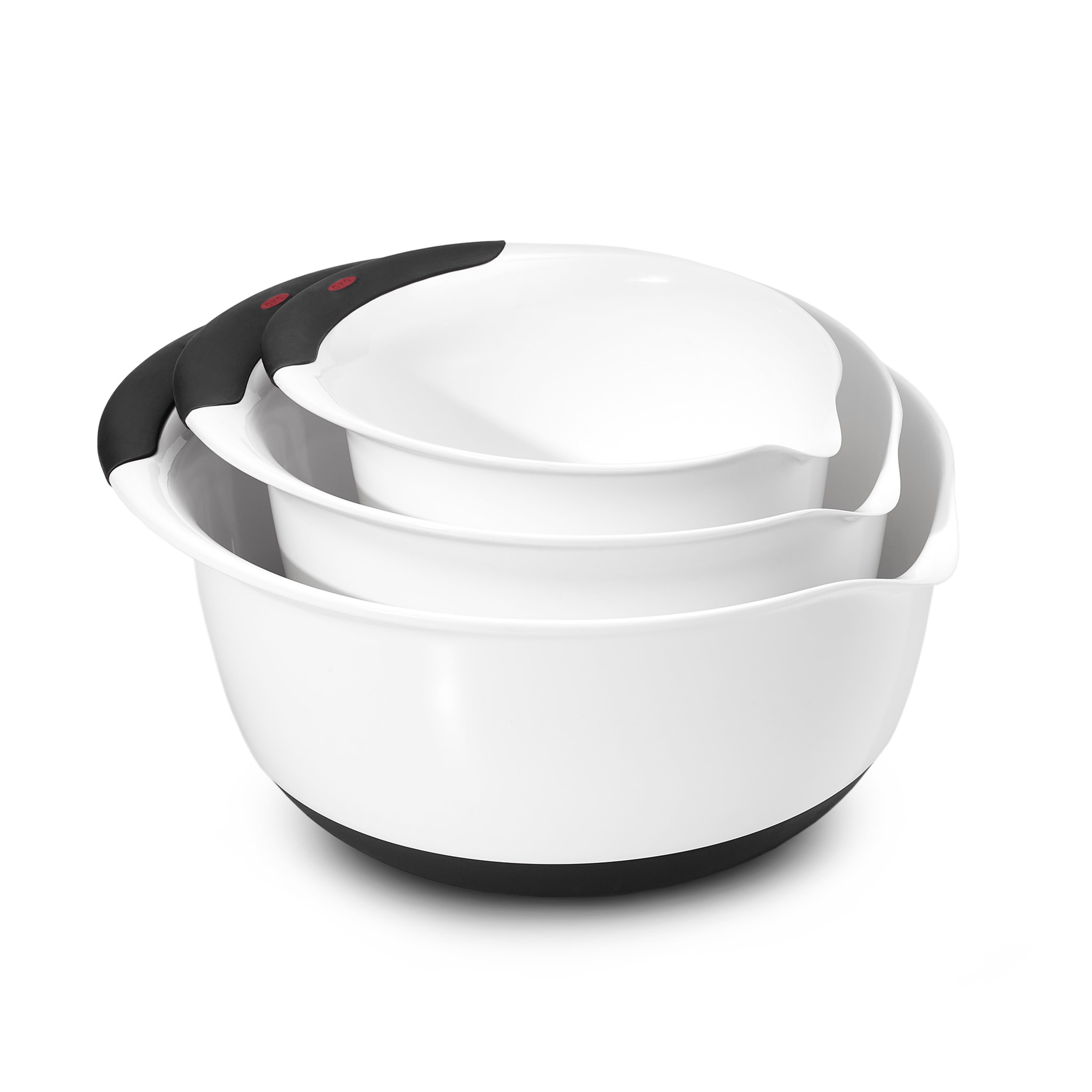 OXO 3-Piece White and Black Plastic Mixing Bowl Set