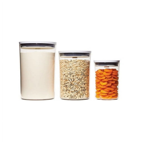 OXO Softworks Plastic 3-Cup Stackable Food Storage Canisters, Set of 3