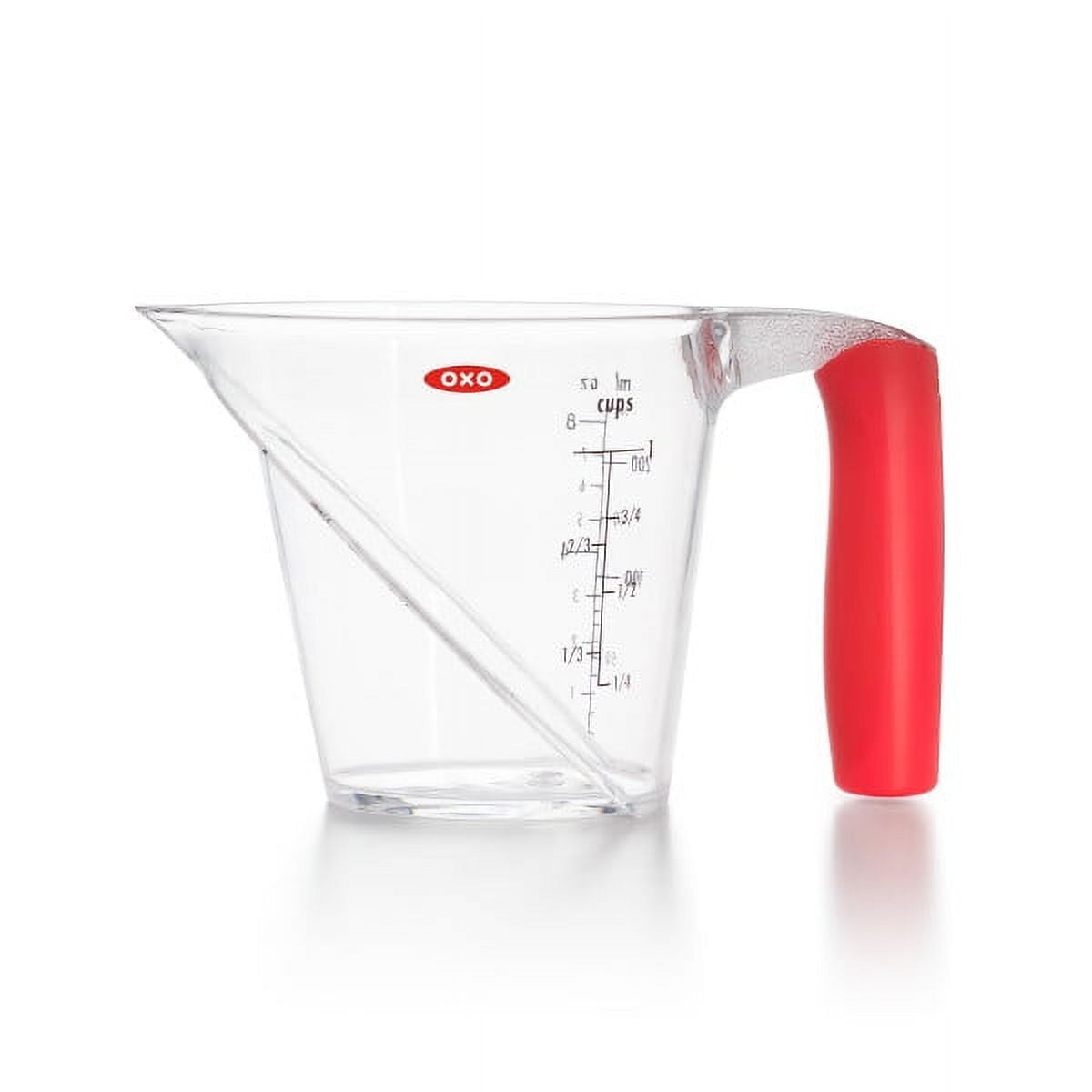 Clear 2-Cup Angled Plastic Measuring Cup with Black Handle