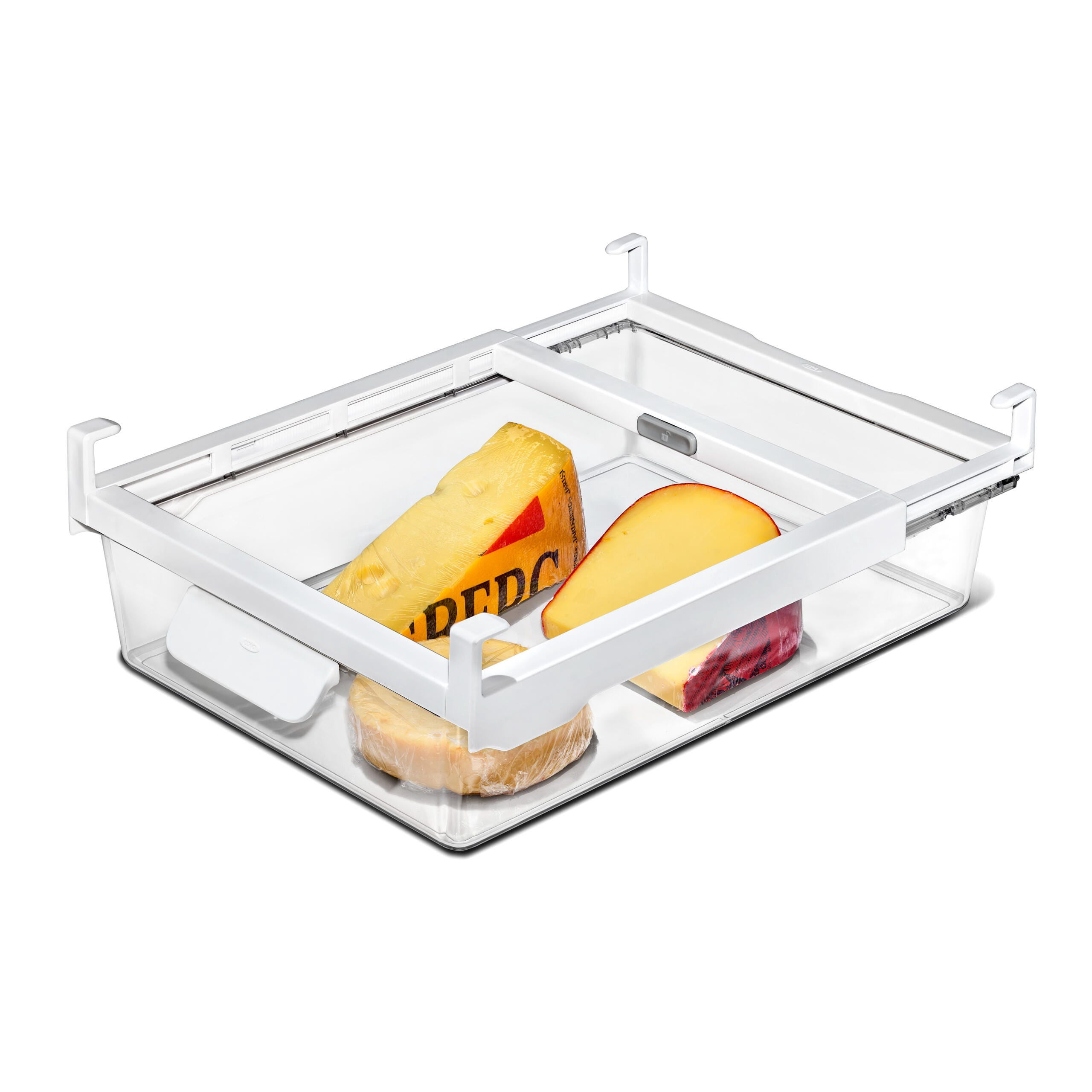 OXO Refrigerator Organizer Undershelf Drawer, 14-Inch Depth, Clear