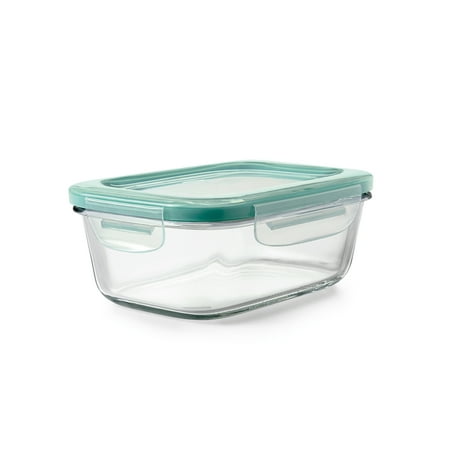 OXO Smart Seal 3.5-Cup Glass Food Storage Container, Leakproof Rectangle Glass Meal Prep Container with Airtight Lid for Leftovers and Food Storage, Teal