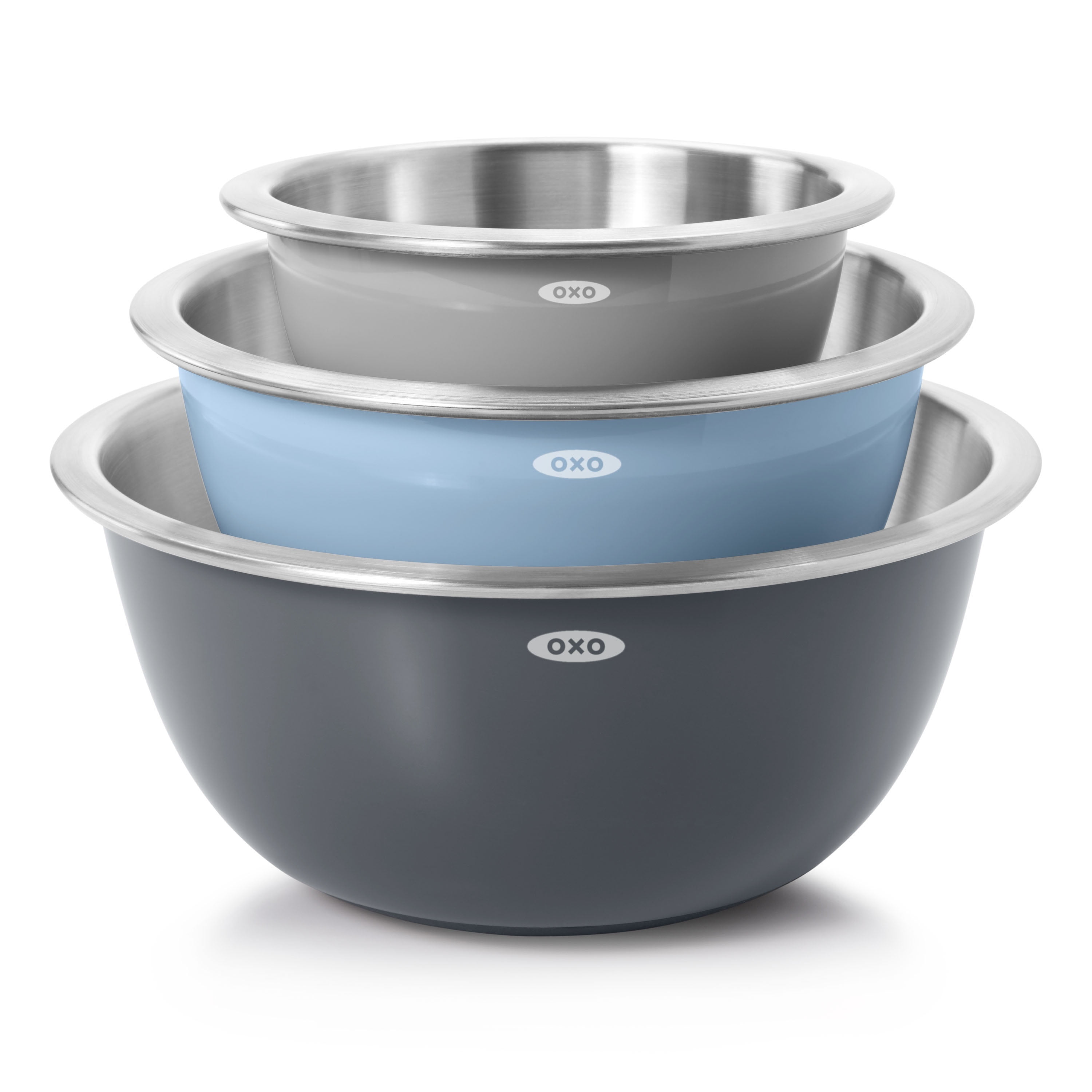 OXO SoftWorks Stainless Steel Insulated Mixing Bowls, Set of 3, Multicolor  Non-Slip Base, Nesting Design