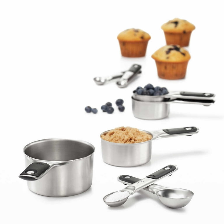 OXO Stainless Steel Measuring Cups and Spoons Set, 8-Piece