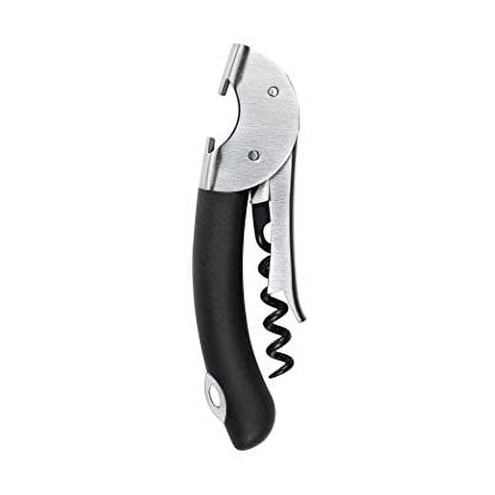 Gray and Black Double Lever Waiter's Corkscrew with Stainless Steel Handle