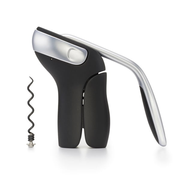 Black and Silver Stainless Steel Vertical Lever Corkscrew