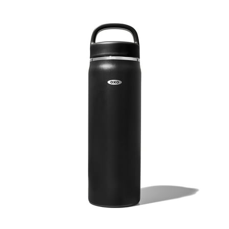 OXO Strive Insulated Water Bottle, 40 oz, Onyx, with Handled Lid
