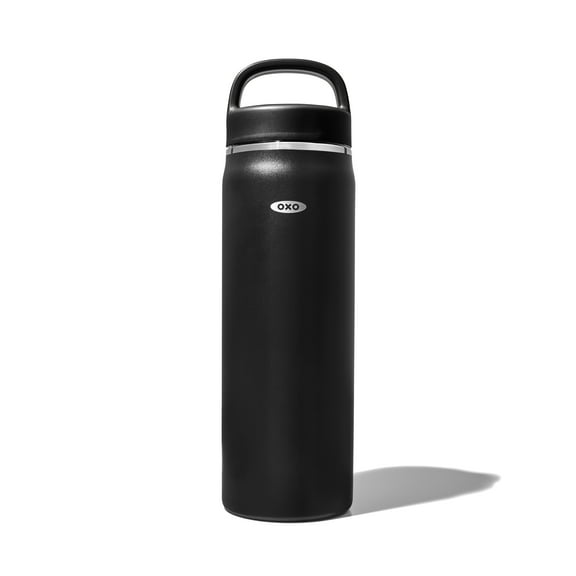OXO Strive Insulated Water Bottle, 40 oz, Onyx, with Handled Lid
