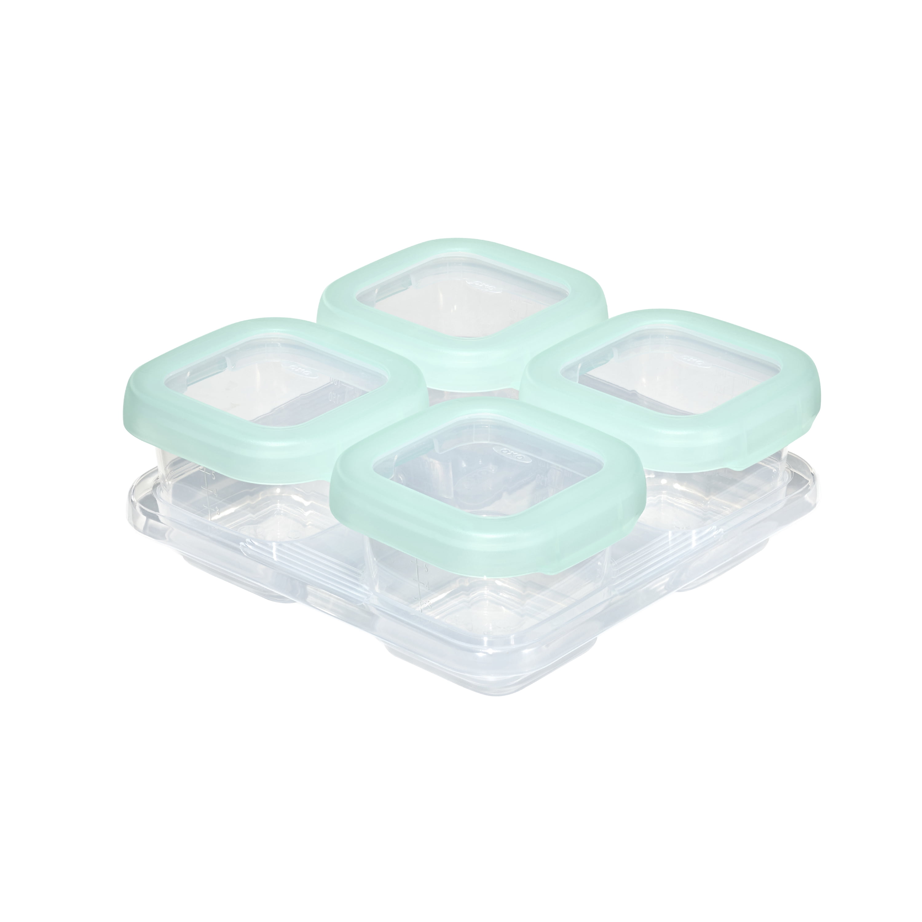 OXO Tot Baby Blocks Food Storage Containers 4 oz, Opal, 4-Pack, For Infants Ages 0-12 Months