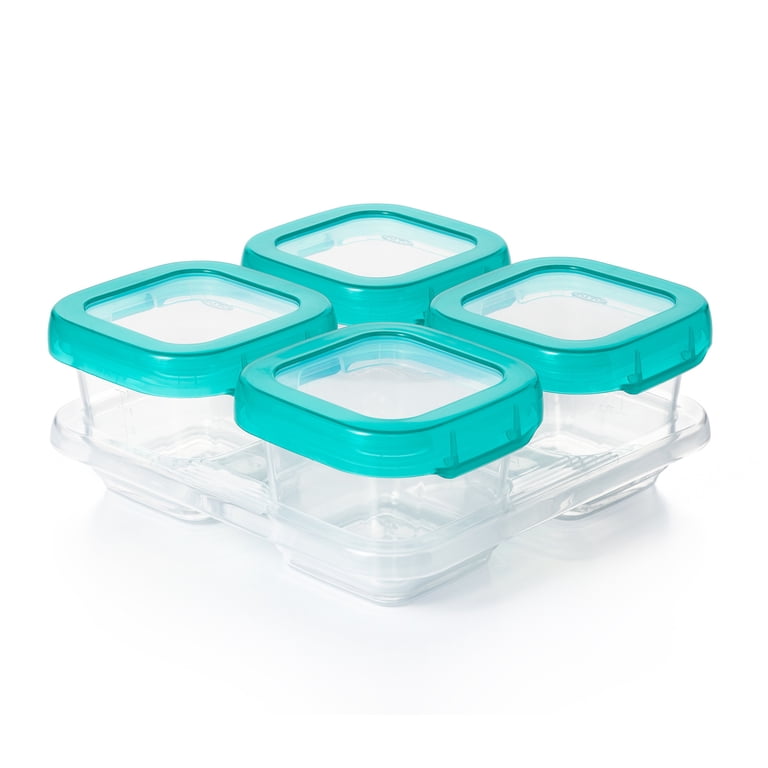 OXO Tot Baby Blocks Food Storage Containers, 6 oz, Teal, 4-pack