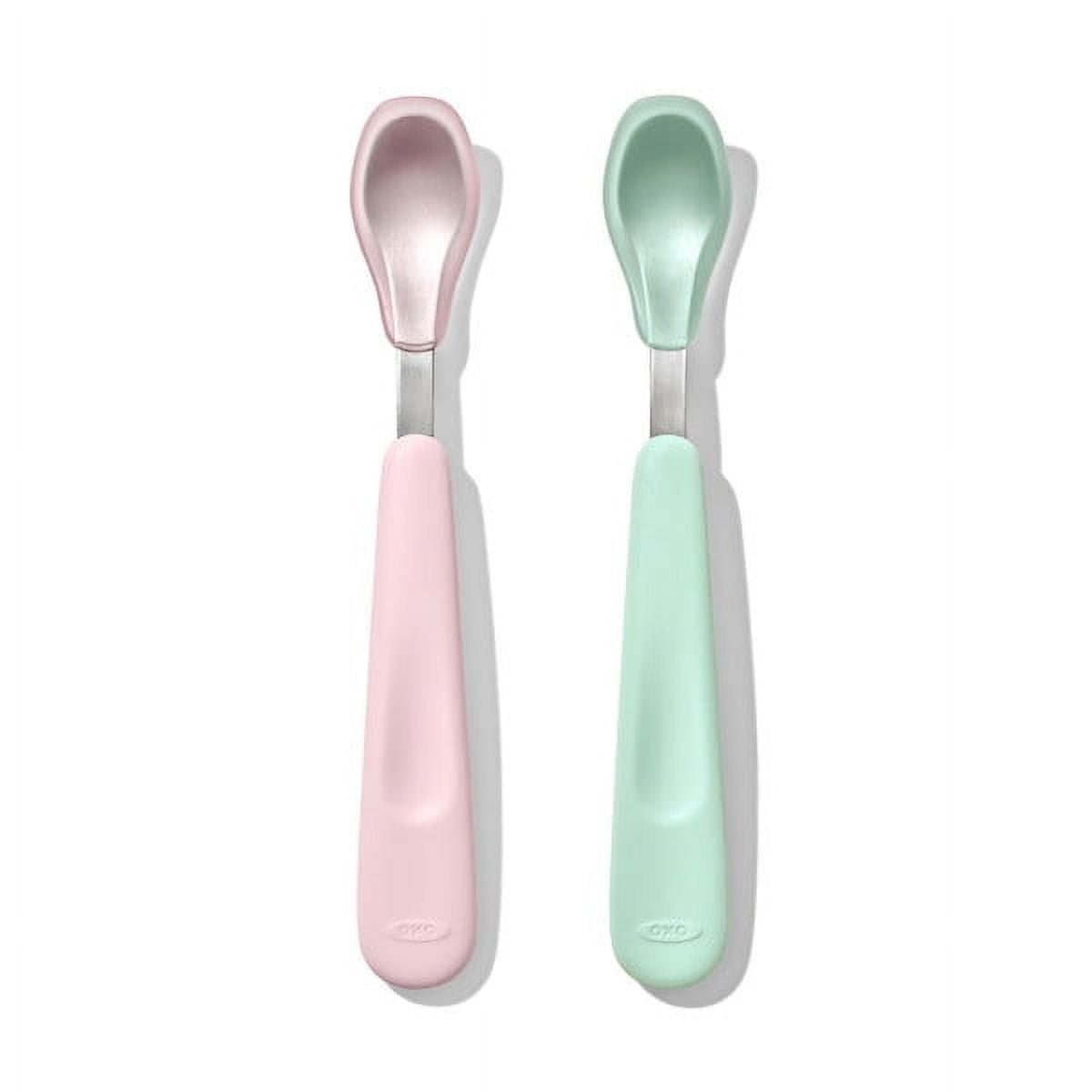 OXO Tot Feeding Spoon Set, for AGES 6+ Months, Opal and Blossom