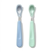 OXO Tot Baby Feeding Spoon 2 Piece Set with Soft Silicone for 6+ Months, Opal and Dusk
