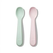 OXO Tot Baby Silicone Spoon Set, 2-Pack Opal & Blossom, for Ages 6+ Months