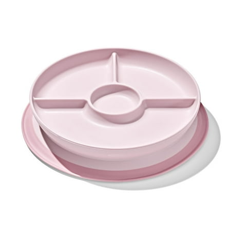 OXO Tot Baby and Toddler Stick and Stay Suction Divided Plate for 6+ Months - Blossom