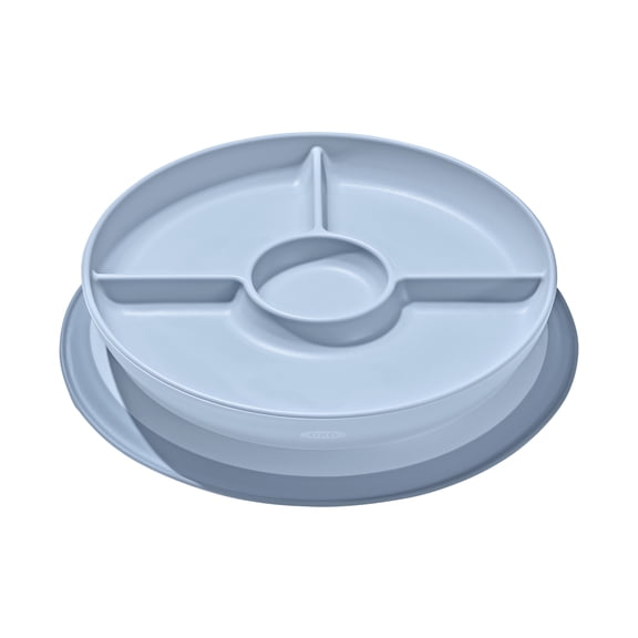 OXO Tot Baby and Toddler Stick and Stay Suction Divided Plate for 6+ Months - Dusk