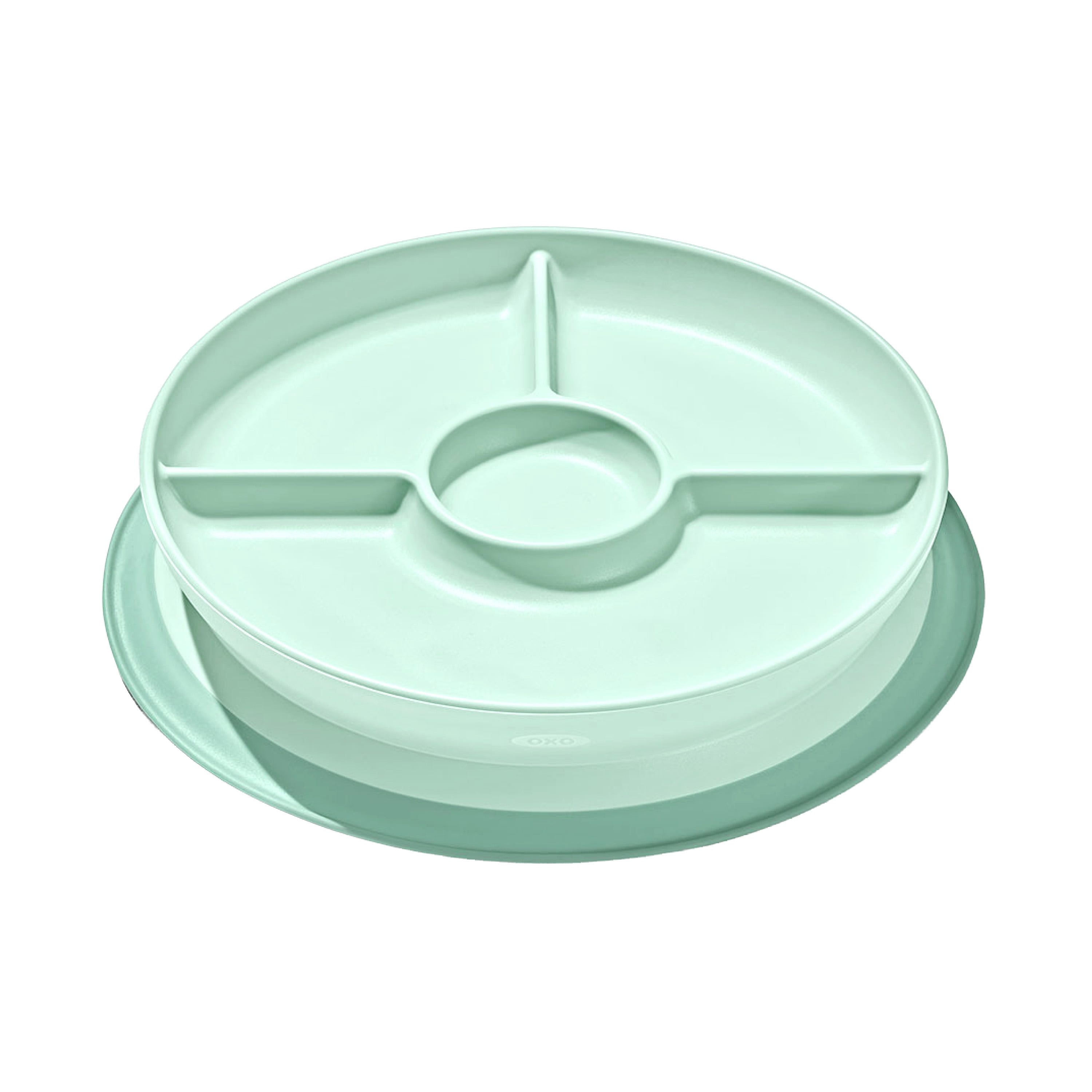 OXO Tot Baby and Toddler Stick and Stay Suction Divided Plate for 6+ Months, Opal