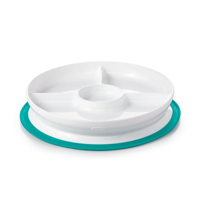 OXO Tot Stick & Stay Divided Plate, Teal
