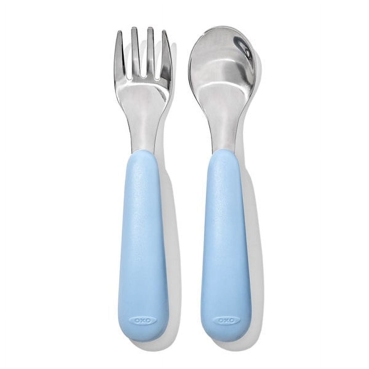 OXO Tot Toddler Stainless Steel Fork And Spoon 2 Piece Set for 12+ Months, Dusk