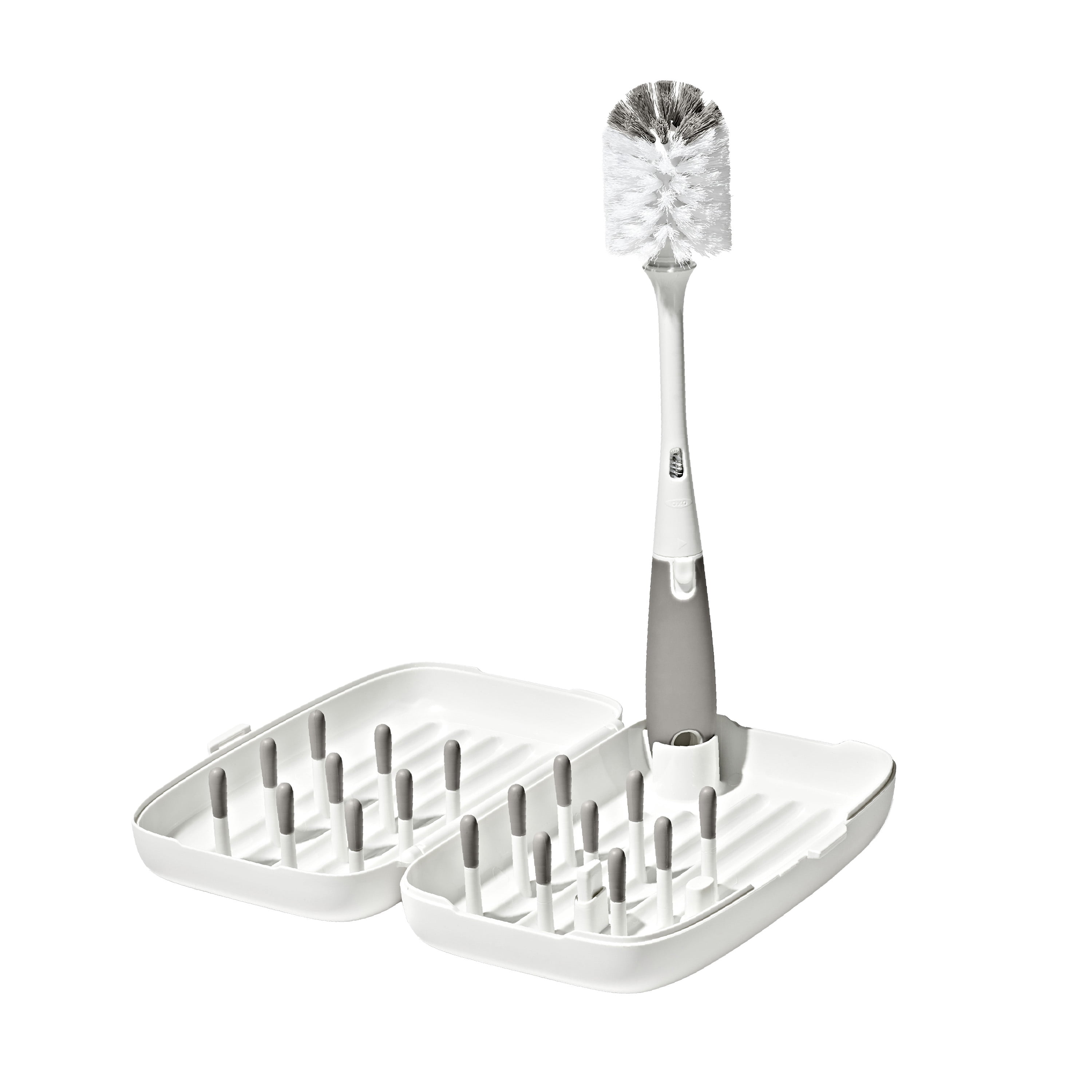 OXO Drying Rack with Bottle Brush Gray Compact Portable for