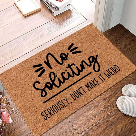 OXUIEW No Soliciting Doormat Welcome Doormat Carpet, Funny Please Go Away Mat for Front Door, Non-Slip Indoor Outdoor, One Size, 1Pc, Pattern A