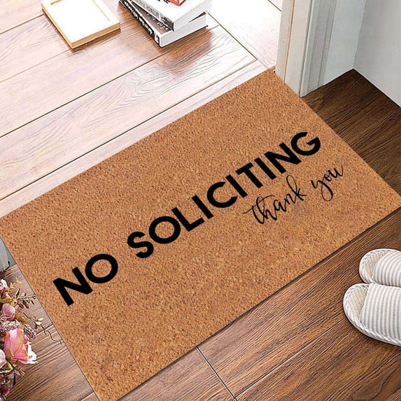 OXUIEW No Soliciting Doormat Welcome Doormat Carpet, Funny Please Go Away Mat for Front Door, Non-Slip Indoor Outdoor, One Size, 1Pc, Pattern D
