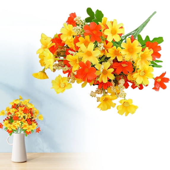 OXUIEW a Bunch of Outdoor Artificial Flowers, No Fade Silk Flowers for Outside Garden Patio Decor, Artificial Flower Bouquets, Orange