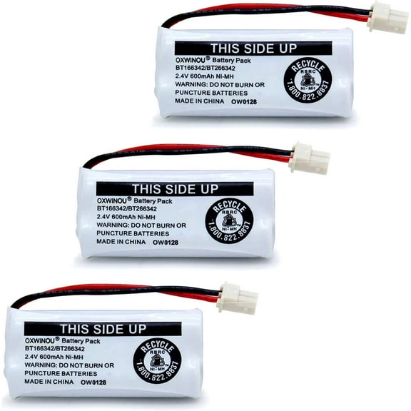 OXWINOU 600mAh Power Battery for AT&T Cordless Phones, BT166342/BT266342, 3 Pack