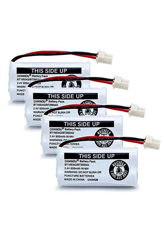 BT166342 BT266342 Cordless Home Phone Battery Compatible with for AT&T BT162342 BT162342 BT-166342 BT-266342 2.4V 600mAh Ni-MH(Pack of 4)