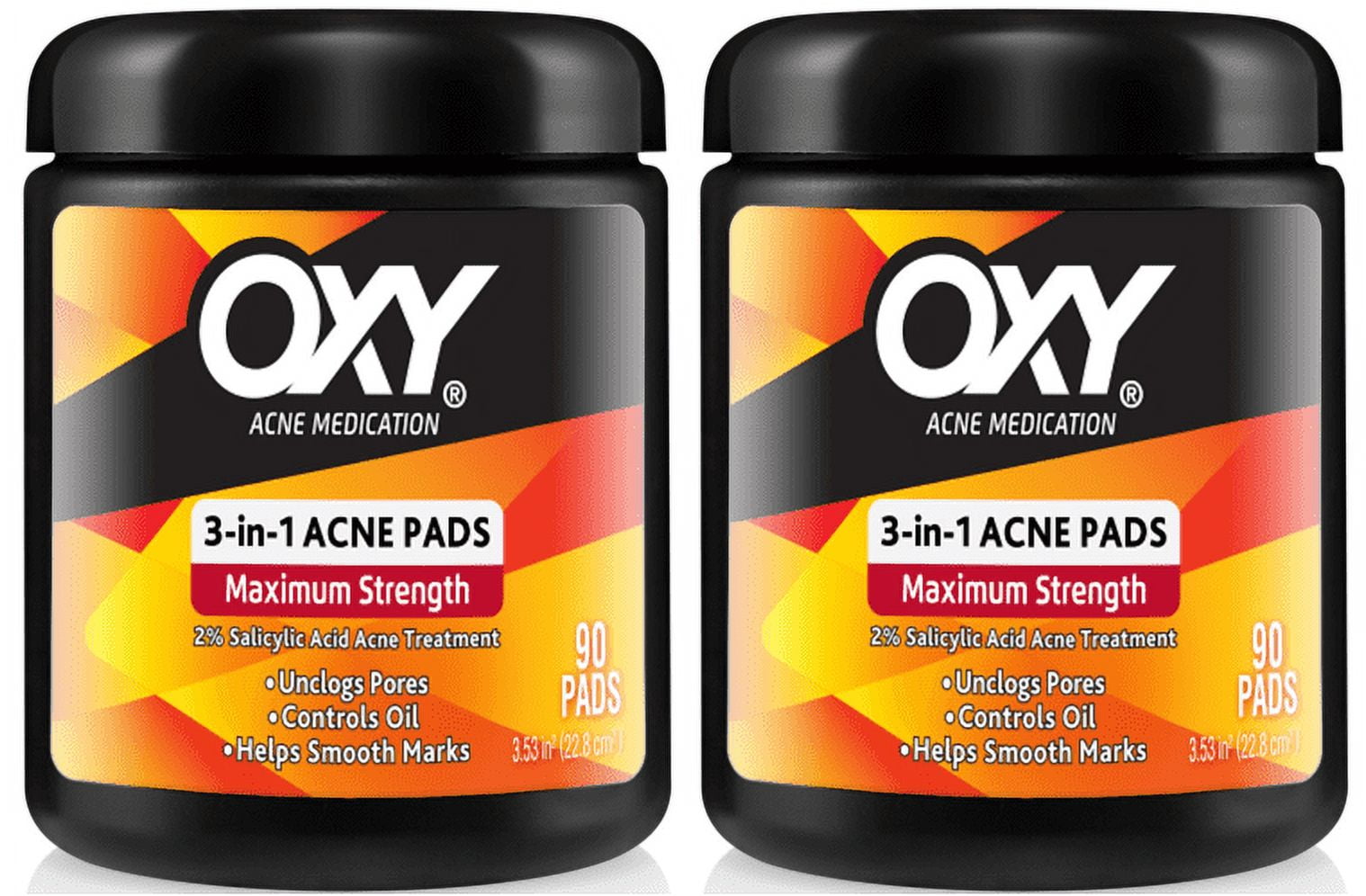 OXY 3-in-1 Treatment Pads, Salicylic Acid 2%, 90 Pads, Pack of 2