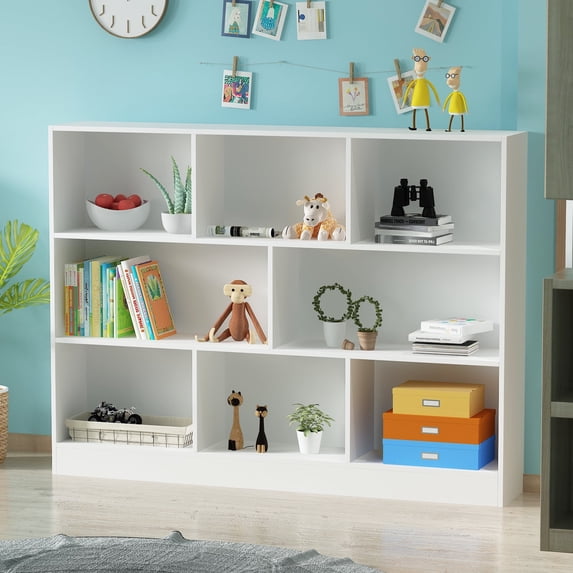 Oxylife 10-Cube Storage Shelf, Display Storage Cubes Organizer Cabinet for Home Office Living Room Bedroom, White, L 55.1"