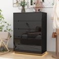 thumbnail image 1 of OXYLIFE 5 Drawer Dresser Chest with LED Light for Bedroom and Living Room, Black Glossy Finish, 1 of 7
