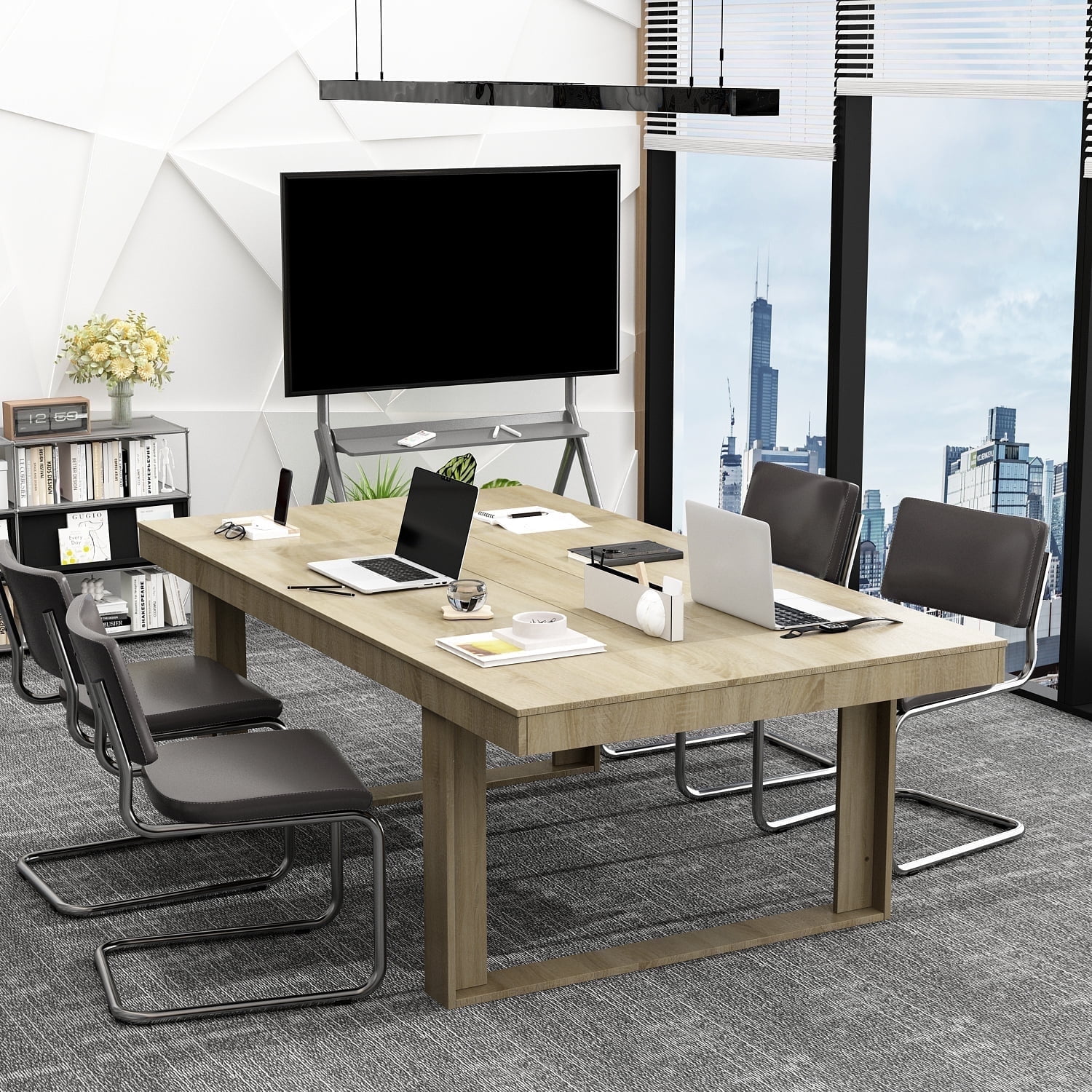 OXYLIFE 86.6"*47.2" Large Computer Desk Meeting Table for Home Office