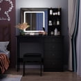 thumbnail image 1 of OXYLIFE Black Makeup Vanity Dressing Table with Mirror, 5 Drawers and Shelves (Square Lighted Mirror ), 1 of 7