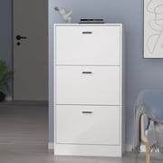 Oxylife Freestanding 3-Drawer Shoe Cabinet with 2-Row Organizer, White