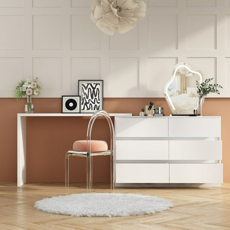 White desk with 6 drawers discount