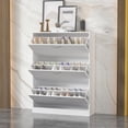 thumbnail image 1 of OXYLIFE Modern 3 Tier Shoe Cabinet for Entryway, Shoe Rack Storage Organizer White, 1 of 10