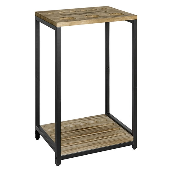 OYEAL 6-Cue Billiard Pool Cue Holder, Light Brown Floor-Standing Billiard Cue Rack, Billiards Accessories for Game Room/Club/Billiard Room