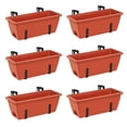 thumbnail image 1 of OYEAL 6-Pack Window Box Planters with Adjustable Brackets, Plastic Red & Black Deck Planters for Windowsill, Porch, Garden Balcony, 1 of 7
