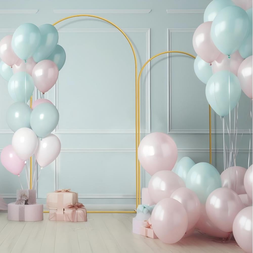 OYEAL Metal Wedding Arch Backdrop Stand Set of 2 (7.3FT+6FT), Gold Garden Arbor for Wedding Ceremony, Outdoor Indoor Party Decoration