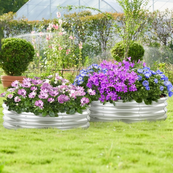 OYEAL Round Galvanized Fire Pit Ring, Metal Firepit Liner for Above Ground Outdoor Camping Beach Backyard Park for Outside Wood Burning