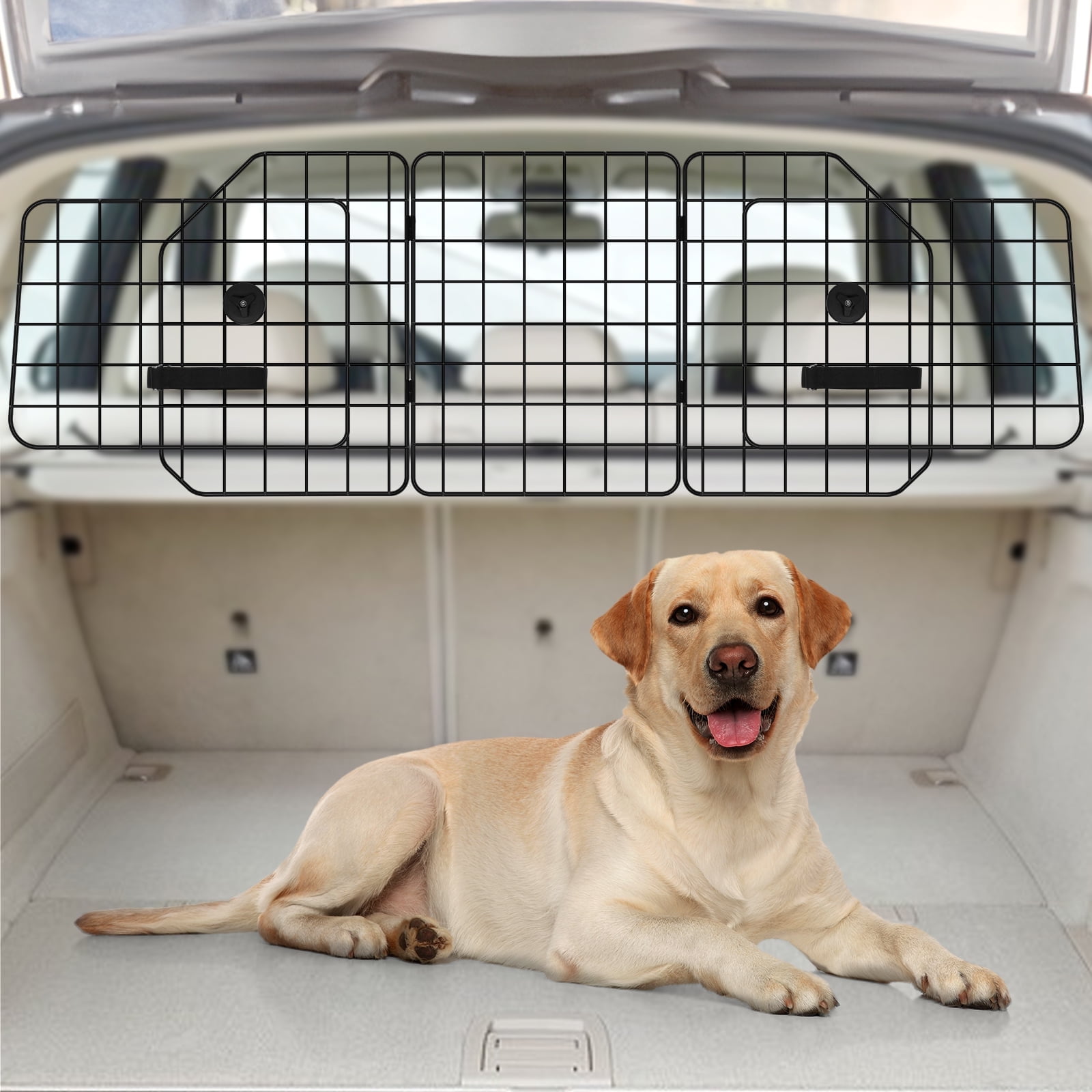 OYEAL Adjustable Universal-Fit Dog Car Barrier, Metal Wire Mesh Pet Divider for SUVs, Cars, Trucks, Back Seat Dog Separator Gate for Cargo Area