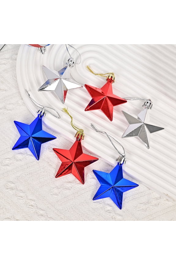 6PCS Hanging Festive Sky Decoration Independence Day Star Decoration Pendant, for Home Party Decor