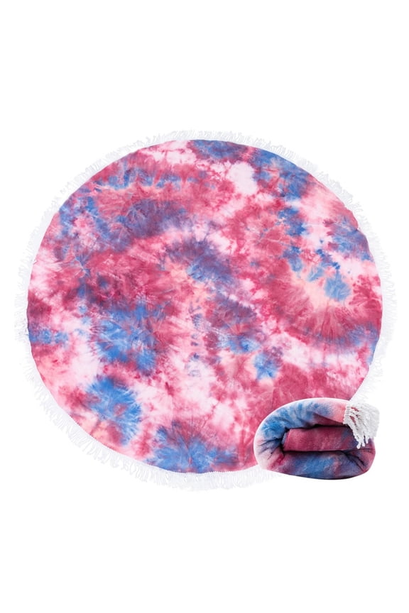 European And American Microfiber Double-sided Tie-dye Beach Towel Round Fringe, Oversized, Sand Resistant, Quick Dry for Travel