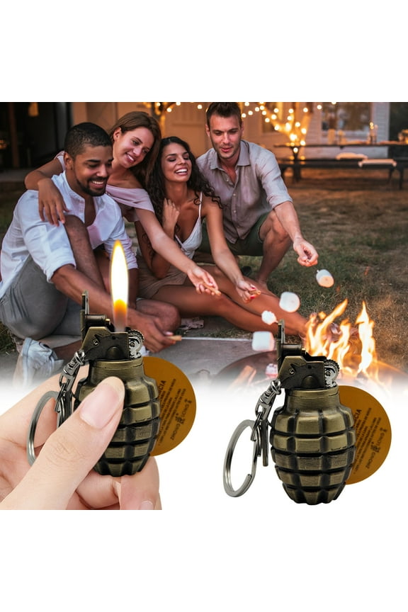 Explosion Model Electroplating Keychain Small Pendant Windproof Lighter Set, Man's Gift, for Men Outdoor Indoor